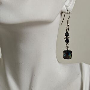 Artisan Multicolor Iridescent Art Glass Drop Earrings